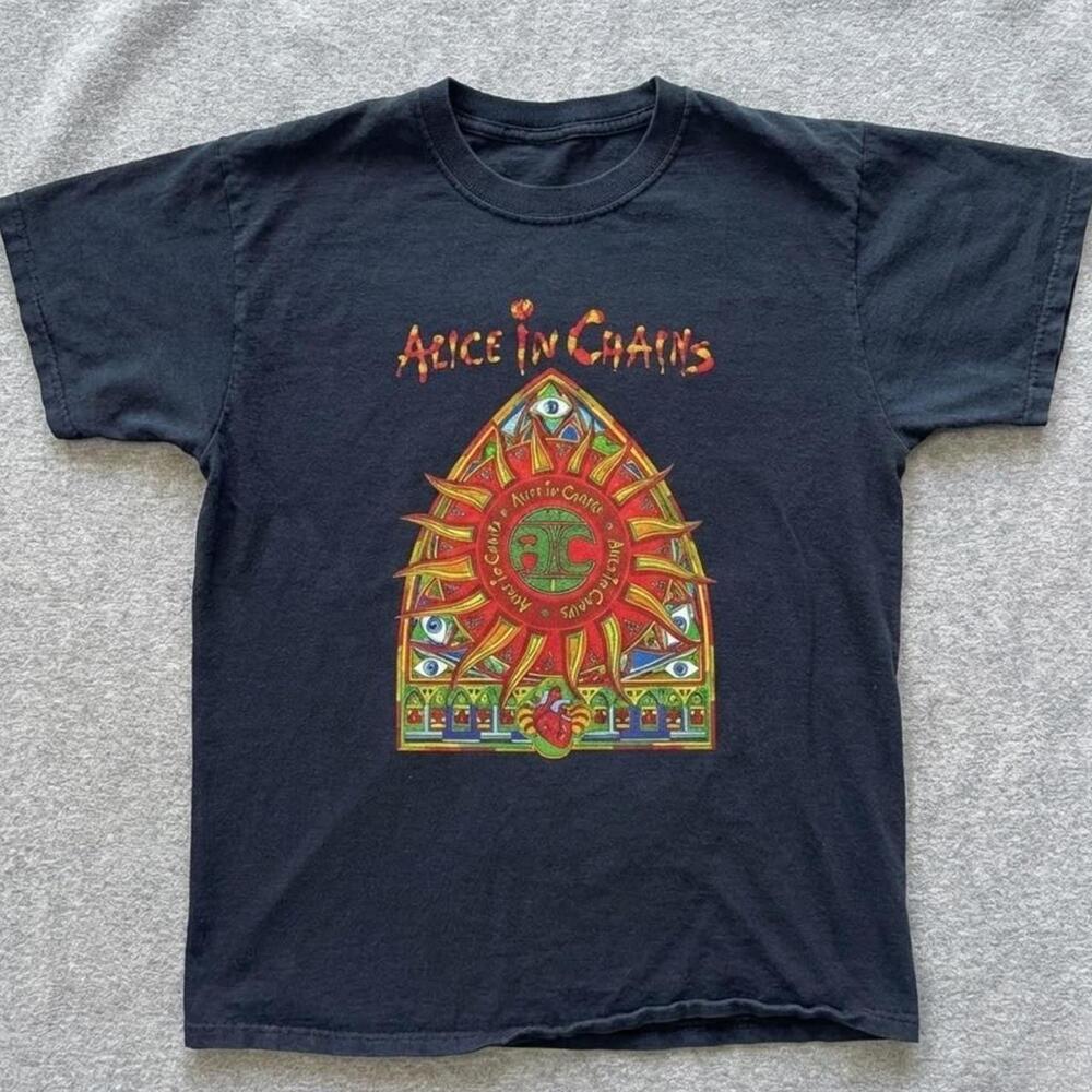 Alice In Chains Aic Psychedelic Sun & Heart Grunge Band Tee